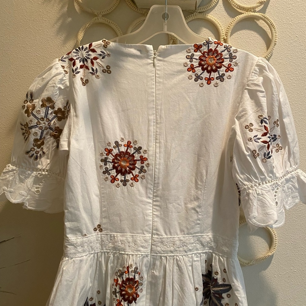 French connection size 2 Sz S BITON embroidered cotton mini summer white multi - Picture 8 of 11
